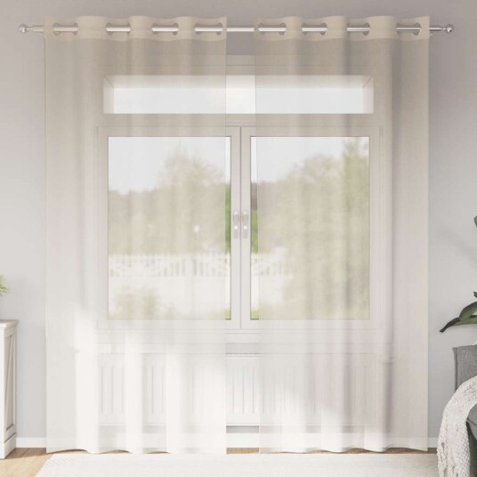Voilegardiner med grommets 2 stk krem 140x245 cm 8721158550903