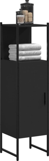 Baderomsskap svart 33x33x120,5 cm konstruert tre