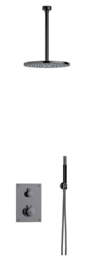 Tapwell Box7268 Takdusj Innbygging - Takmontert Black Chrome / 300mm Ø300mm (TA-9424971)