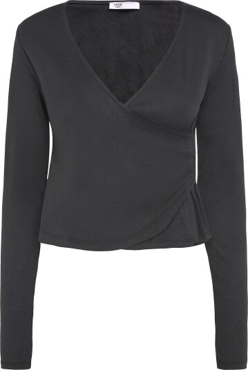 Mango Teen Ribbed Crossover T-Shirt BLACK M