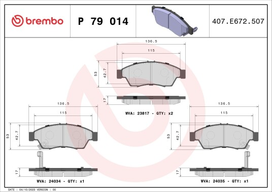 Bremseklosser BREMBO P 79 014 Bremseklosser BREMBO P 79 014