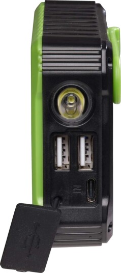 Denver 10000mAh Solcelle Powerbank med Håndsveiv og USB-C - Sort/Grønn