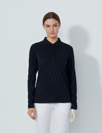 Daily Sports Graphic Jaquard Ls Poloshirt - Black - M Daily Sports Graphic Jaquard Ls Poloshirt - Black - M