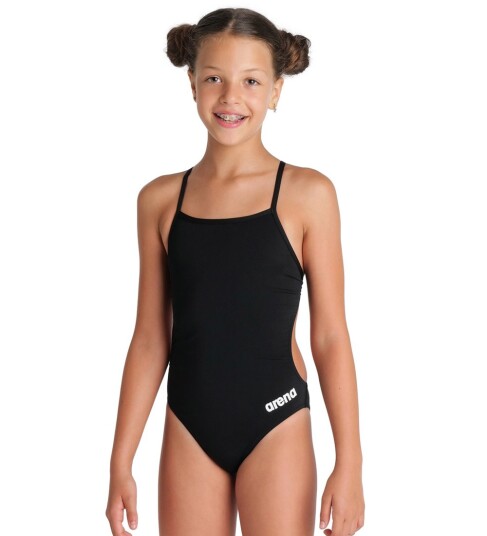 Arena Girl"s Team Swimsuit Challenge Solid   Black   152