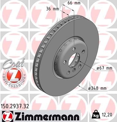 Bremseskive ZIMMERMANN 150.2937.32