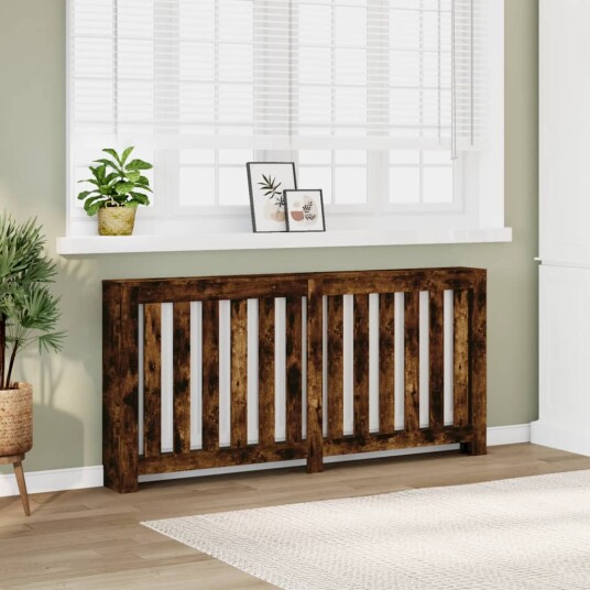 Radiatordeksel røkt eik 175x20x82 cm konstruert tre Radiatordeksel røkt eik 175x20x82 cm konstruert tre