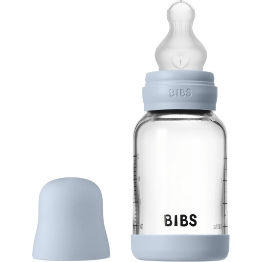 Bibs Baby Blue Glass Baby Flaske Round Silicone Slow Flow Bibs Baby Blue Glass Baby Flaske Round Silicone Slow Flow