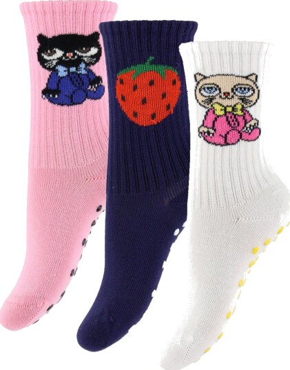 Mini Rodini Cats 3 Pack Anti Slip Socks Multi/patterned 32/35