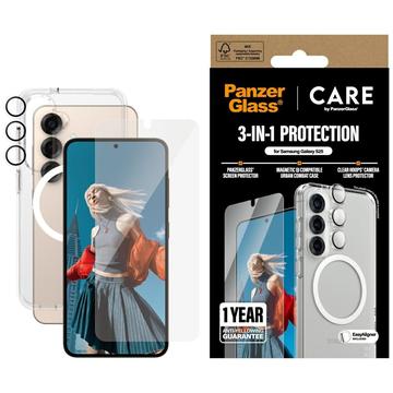 Panzerglass 3-i-1 Bundle for Samsung Galaxy S25 - Gjennomsiktig Deksel med Skjerm- og Kamerabeskyttelse