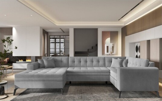 Seksjon Eltap Montez 340x180x93 cm Nube 3 Lys Grå Venstre
