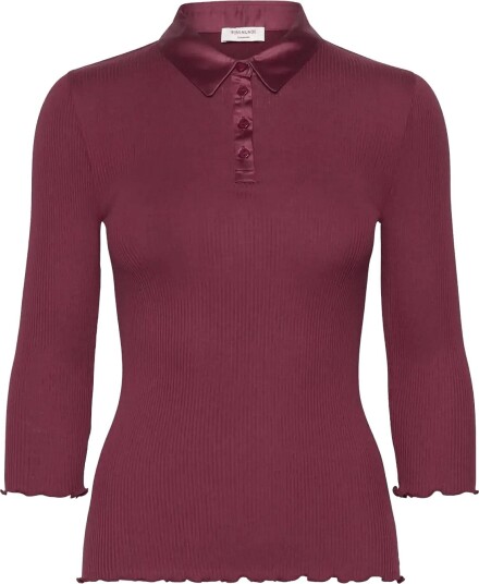 Rosemunde Rwbeatha Silk 3/4 Sleeve Satin Polo WINDSOR WINE XS Rosemunde Rwbeatha Silk 3/4 Sleeve Satin Polo WINDSOR WINE XS