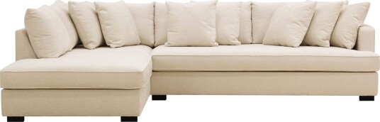Rossita 4 seters Venstrevendt L formet Dyp Sjeselongsofa med Hel Pute i Chenille Beige