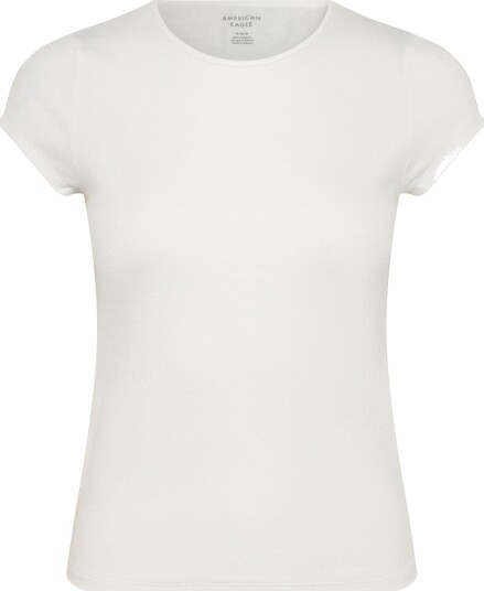 American Eagle 9472 Hey Baby Rib Tee Core Color   White   XS