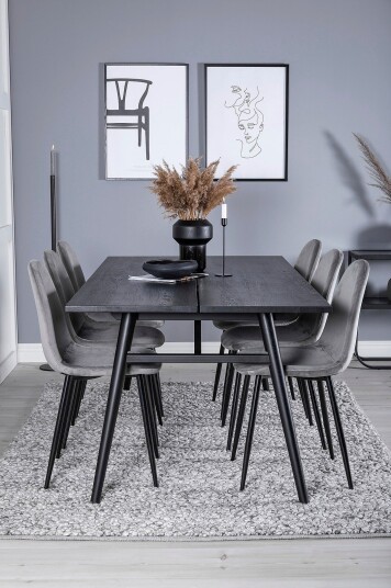 Venture Home Spisegruppe Saltö inkl. 6 stk spisestoler Penally Svart Venture Home Spisegruppe Saltö inkl. 6 stk spisestoler Penally Svart