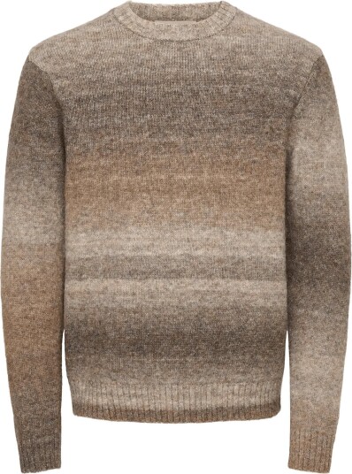 ONLY & SONS Onsmack Gradiant Reg Crew Knit COFFEE BEAN XXL