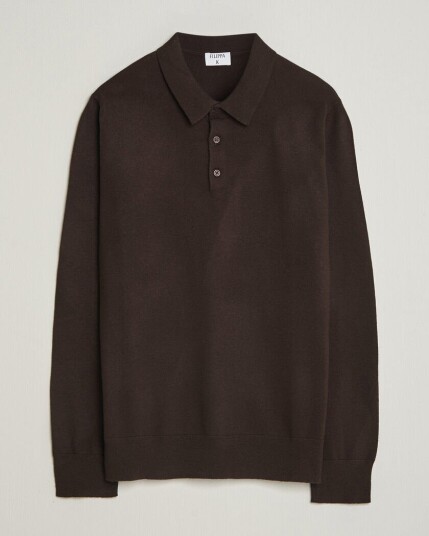 Filippa K Knitted Polo Shirt Dark Chocolate