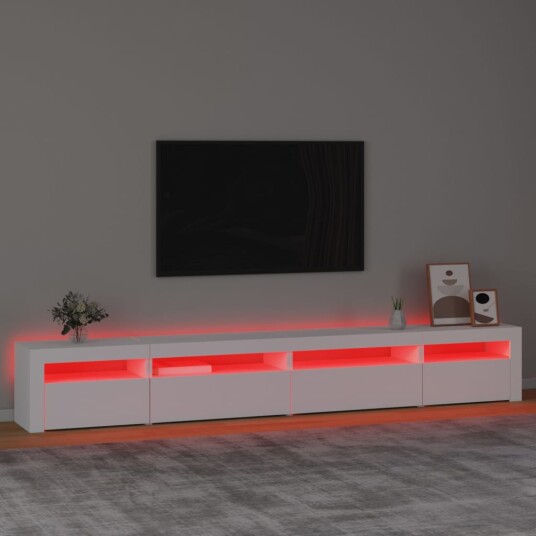 vidaXL TV-benk med LED-lys hvit 270x35x40 cm