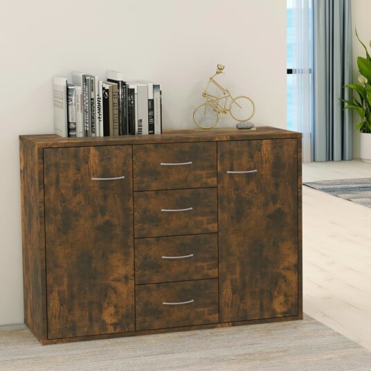 vidaXL Skjenk røkt eik 88x30x65 cm konstruert tre vidaXL Skjenk røkt eik 88x30x65 cm konstruert tre