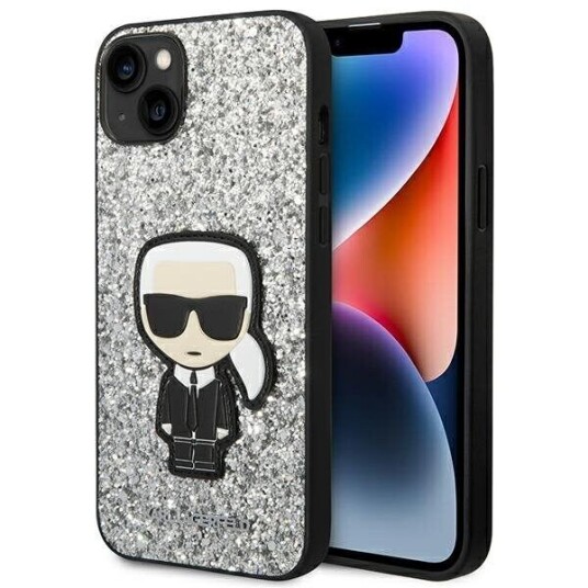 Karl Lagerfeld iPhone 14 Plus Hardcase Sølv Glitter Flakes Ikonik