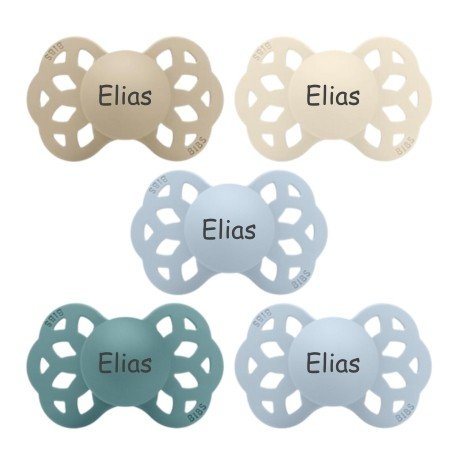 Bibs Infinity Str. 2 6+ Mnd. Anatomisk Silikon Smokker Med Navn  5 pak