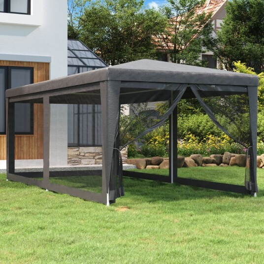 vidaXL Festtelt med 6 sidevegger av netting antrasitt 3x6 m HDPE vidaXL Festtelt med 6 sidevegger av netting antrasitt 3x6 m HDPE