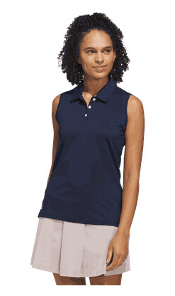 Adidas golf solid ottoman polo shirt singlet dame dark blue s