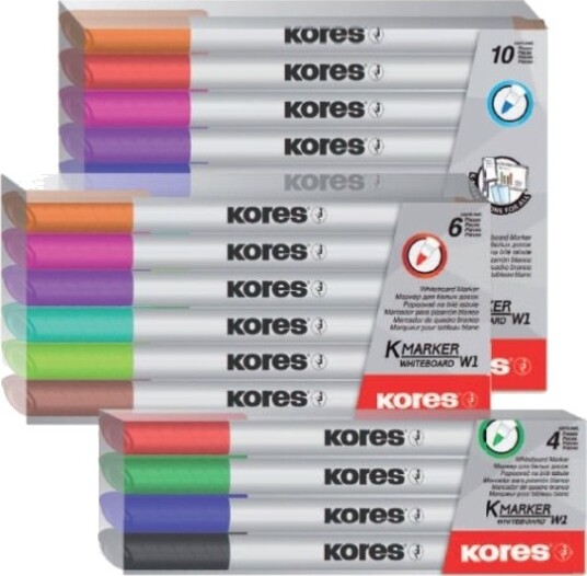 Kores M22841, 10 Stykker, Sort, Blå, Brun, Grønn, Lyseblå, Lysegrønn, Oransje, Rosa, Rød, Fiolett, Pensel Tupp, Flerfarget, Rund, 1 Mm
