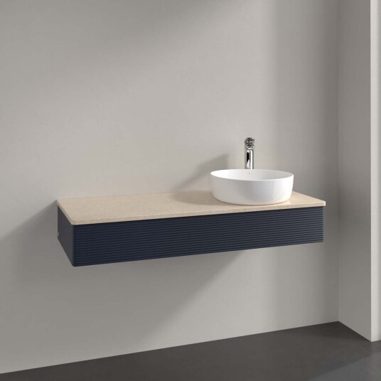 Villeroy & Boch Antao Servantskap med 1 skuff 120x50x19 cm u/lys Blå Matt/Crème Villeroy & Boch Antao Servantskap med 1 skuff 120x50x19 cm u/lys Blå Matt/Crème
