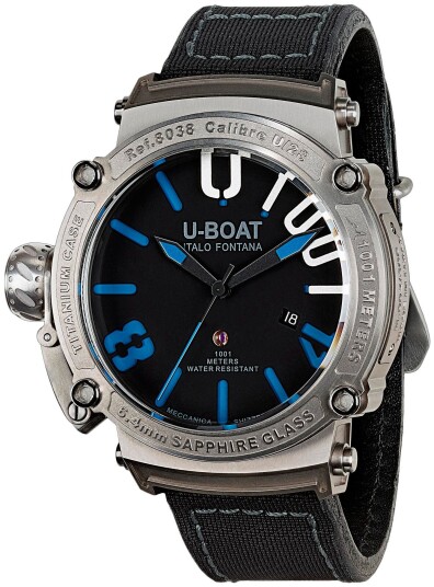 U Boat Herreklokke 8038 Classico Sort/Gummi Ø47 mm