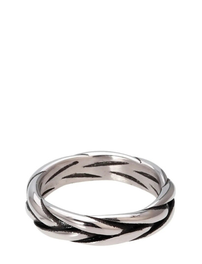 Samie Rope - Twisted Steel Ring - Silver - 56