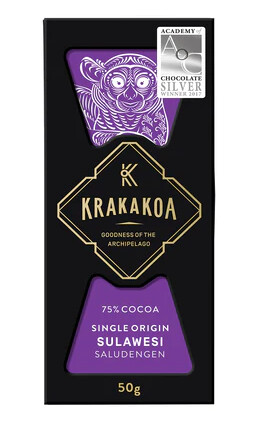 Krakakoa Single Origin 75% Saludengen, Sulawesi Craft Chocolate Bar Krakakoa Single Origin 75% Saludengen, Sulawesi Craft Chocolate Bar