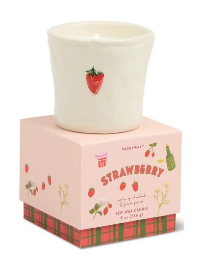 Paddywax Doftljus I Keramikkrus Bistro  Jordgubb Pink 9X7.4X8CM