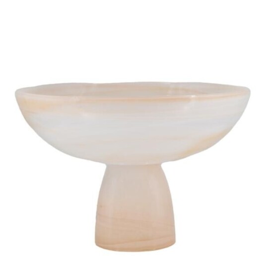 Holmen Mamor serveringsskål på fot 21x14 cm beige