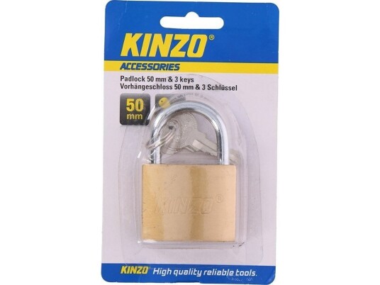 Kinzo - 50 Mm Messing Hengelås Med 3 Nøkler
