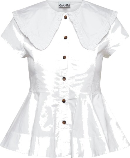 Ganni White Stretch Poplin Shirt White 42