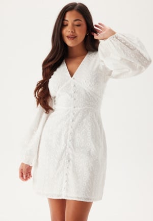 Bubbleroom Occasion Broderie Anglaise Balloon Sleeve Dress White XL Bubbleroom Occasion Broderie Anglaise Balloon Sleeve Dress White XL