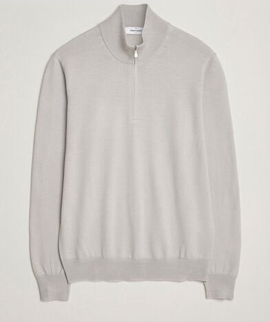 Gran Sasso Merino Fashion Fit Half Zip Light Grey Melange