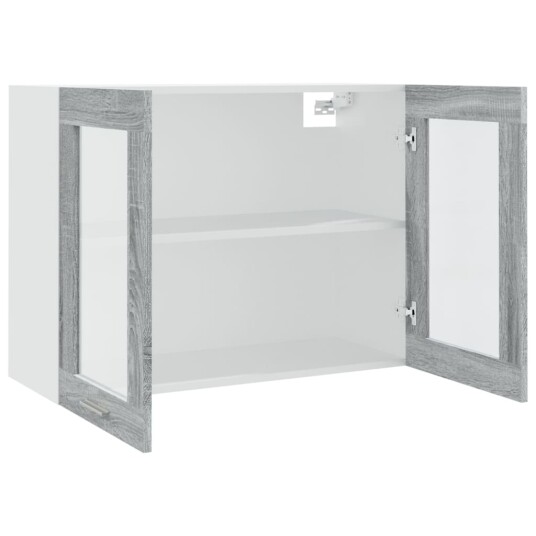vidaXL Vegghengt glasskap gr? sonoma 80x31x60 cm konstruert tre vidaXL Vegghengt glasskap gr? sonoma 80x31x60 cm konstruert tre