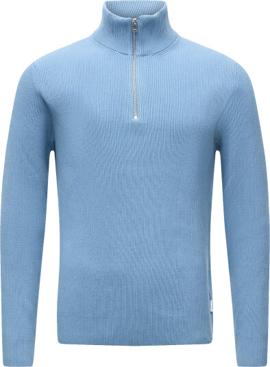 Lindbergh Half Zip Rib Knit   Blue   L