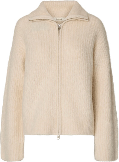 Selected Slwgabriella Ls Knit Zip Cardigan Noos Cream S Selected Slwgabriella Ls Knit Zip Cardigan Noos Cream S