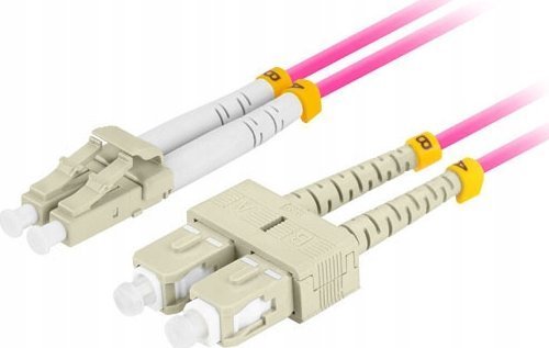 Fiberoptisk Løpekord Mm Lc/Upc-Sc/Upc Duplex 3,0Mm Om4 50/125 Lszh 0,5M Lilla Lanberg