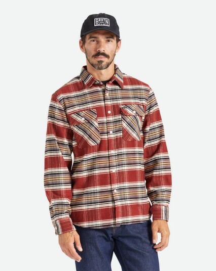 Brixton Bowery Stretch L/S X Flannel Rød