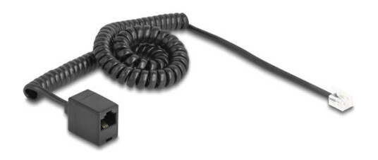 Delock Telefonkabel / Spiralkabel Rj11 Plugg Til Rj45 Stikkontakt Svart 3 M