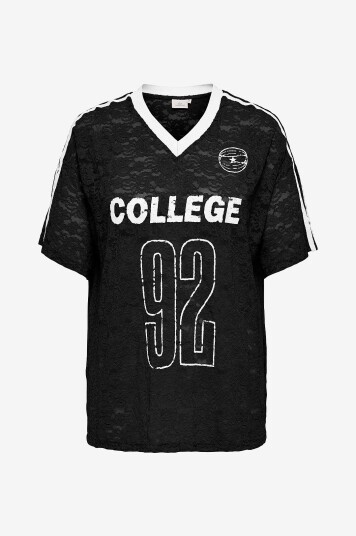 Only Carmakoma   Topp carKia S/S O neck Lace Tee Jrs   Svart