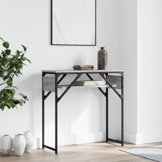 Konsollbord med hylle grå sonoma 75x30x75 cm konstruert tre 8721012195820