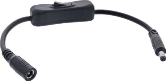 Inline Dc Kabel Med Bryter Dc St/Bu 5,5X2,1 Mm Awg 18 Svart 0,20 M