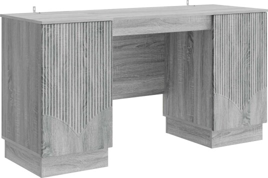 vidaXL Skrivebord med dør Grå sonoma 142,5 x 50 x 75 cm Konstruert tre