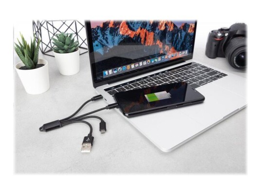 Digitus 3-in-1 Charger Cable - Lightning-kabel - Lightning / USB - 15 cm