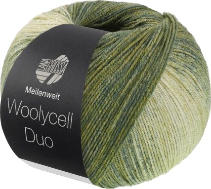 Lana Grossa Meilenweit 100 Woolycell Duo Garn 6008 Oliven / Grågrønn / Gråbeige