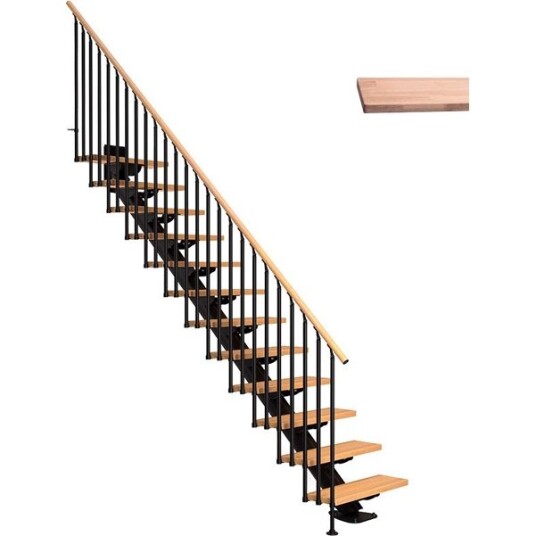 Dolle Sydney Rett Trapp Svart 9005 classic Iii hvitoljet Eik 75 13   Loddrett Høyde 259 315cm
